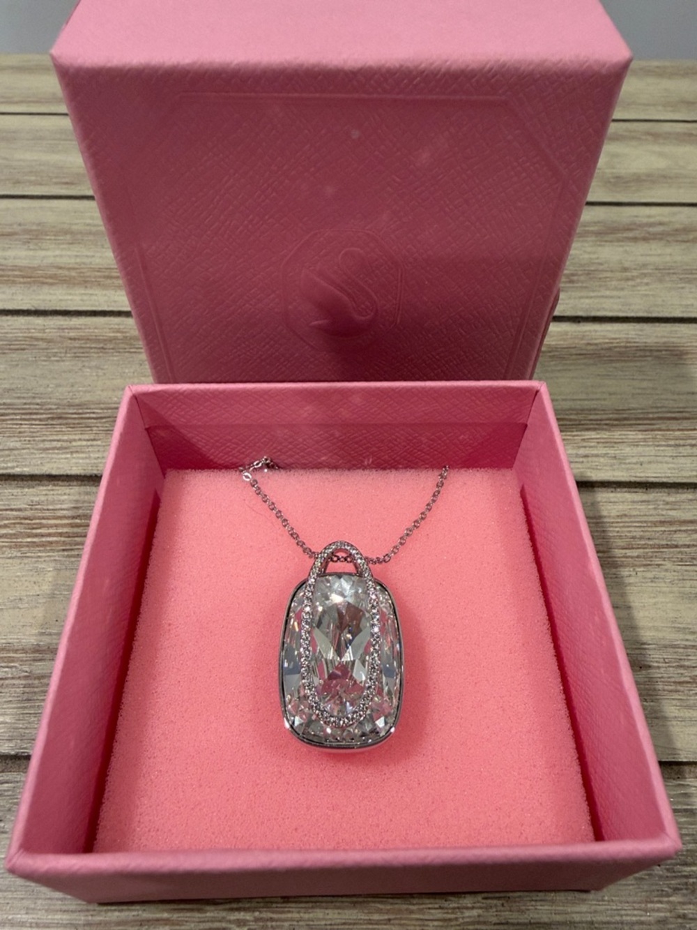 Swarovski Silver Pendant Necklace with Clear Crystal